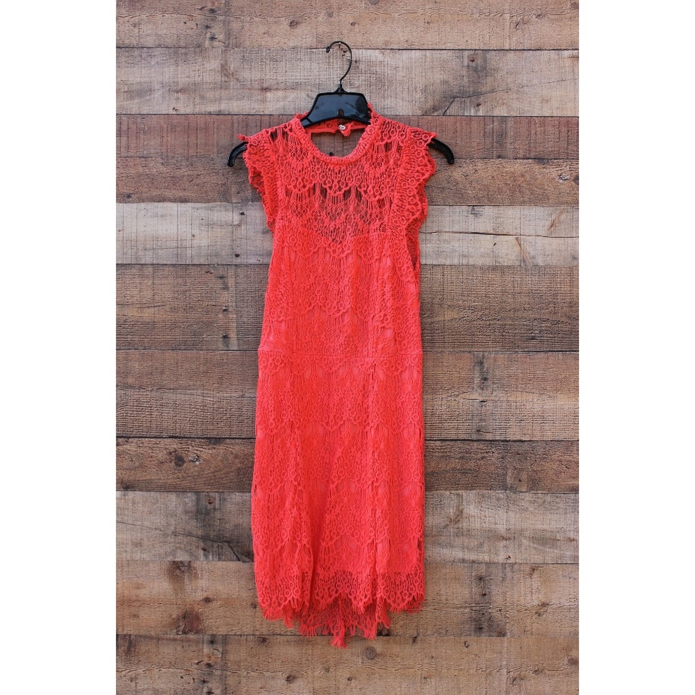 SOLD HPFree People Orange Lace Dress Small NEW - Picture 2 of 7